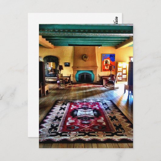 Carte Postale Salle de cheminée Adobe Sud-Ouest Planchers de boi (Devant / Derrière)