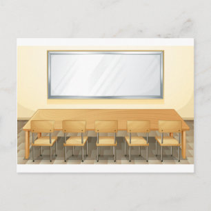 Carte Postale Salle de classe avec tableau blanc et chaises