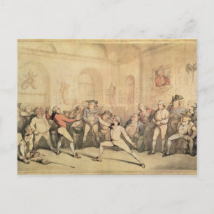Carte Postale Salle d'escrime Angelo, pub. 1787