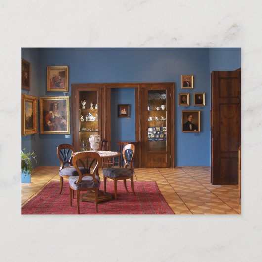 Carte Postale "Salon bleu" avec galerie d'art (Devant)
