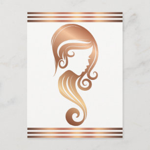 Carte Postale Salon de beauté et de coiffure Chic Rose Gold Girl