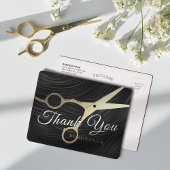 Carte Postale Salon de cheveux Coiffeuse Merci Ciseaux d'or