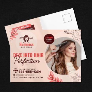 Carte Postale Salon de coiffure floral élégant Maquilleuse Coiff
