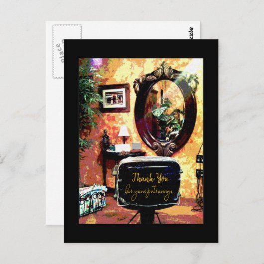 Carte Postale Salon de coiffure Merci de votre clientèle (Devant / Derrière)