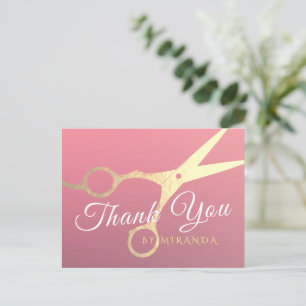 Carte Postale Salon de maquillage moderne ciseaux d'or rose