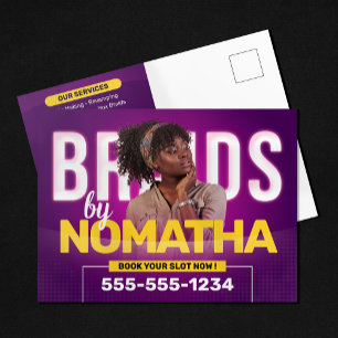 Carte Postale Salon de tressage de cheveux Nattes Violettes Vibr