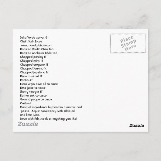 Carte Postale Salsa Verde (Dos)