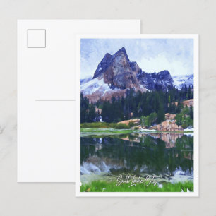 Carte Postale Salt Lake City Utah Oil Paint Ville Paysage