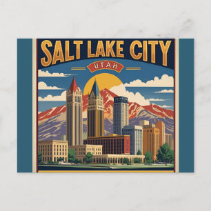 Carte Postale Salt Lake City Utah rétro vintage Voyage