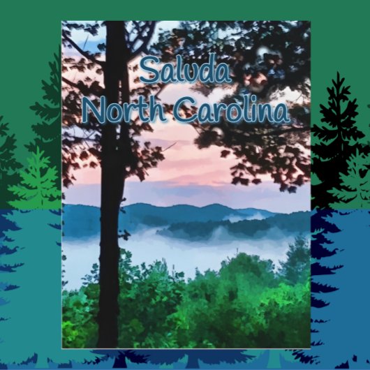 Carte Postale Saluda, NC Mountain View et Sunset