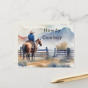 Carte Postale Salut Cowboy Cheval