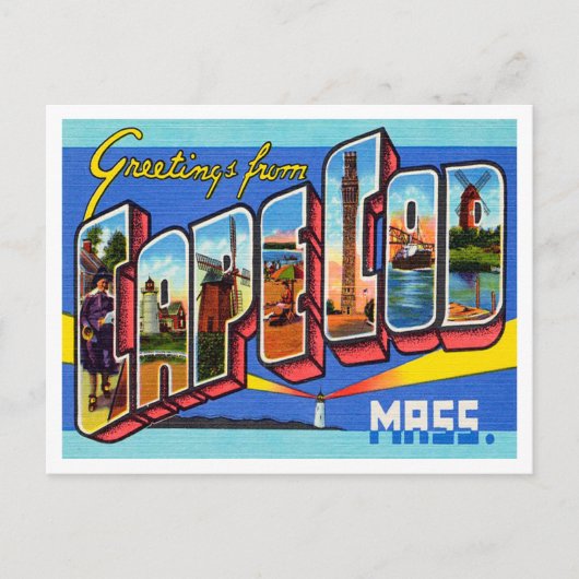 Carte Postale Salut de Cape Cod, Massachusetts Travel (Devant)
