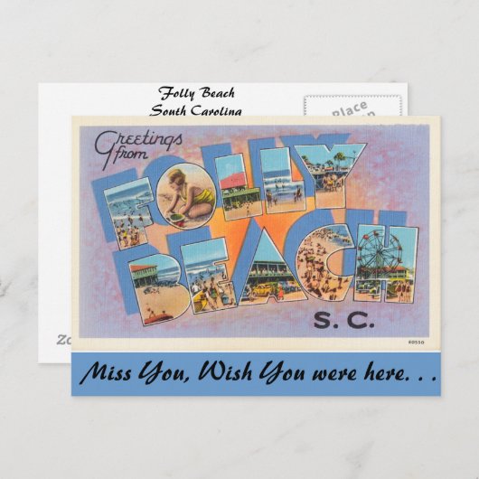 Carte Postale Salut de Folly Beach (Devant / Derrière)