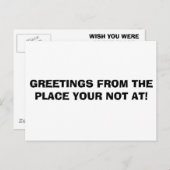 CARTE POSTALE SALUT DE L'ENDROIT OÙ VOUS N'ÊTES PAS ! (Devant / Derrière)