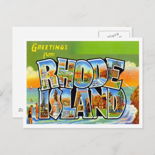 Carte Postale Salut De Rhode Island (Devant / Derrière)