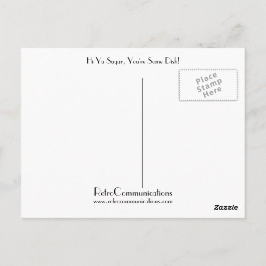 Carte Postale Salut Ya Sugar, Tu es un Plat ! (Dos)