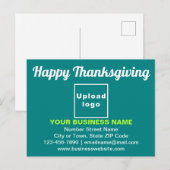 Carte Postale Salutation d'action de grâces sur vert Turquoise (Devant / Derrière)