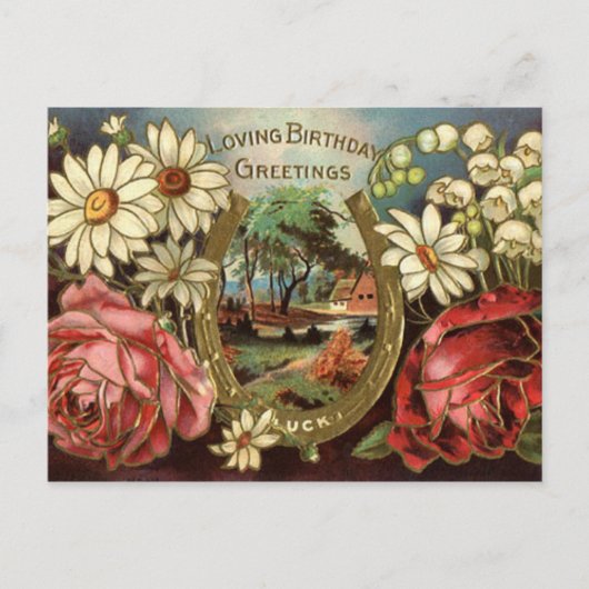 Carte Postale Salutation d'anniversaire avec Roses (Devant)