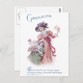 Carte Postale Salutation d'anniversaire de la femme et de la fil (Devant / Derrière)