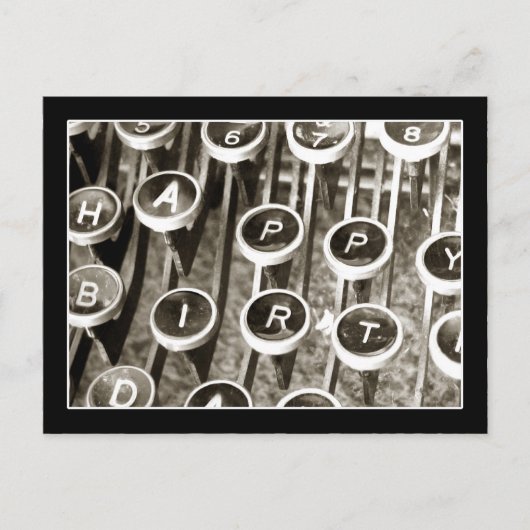 Carte Postale Salutation d'anniversaire de la machine à écrire v (Devant)