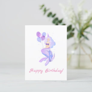 Carte Postale Salutation d'anniversaire de Mermaid