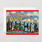 Carte Postale Salutation de Caroline du Sud vintage (Devant / Derrière)