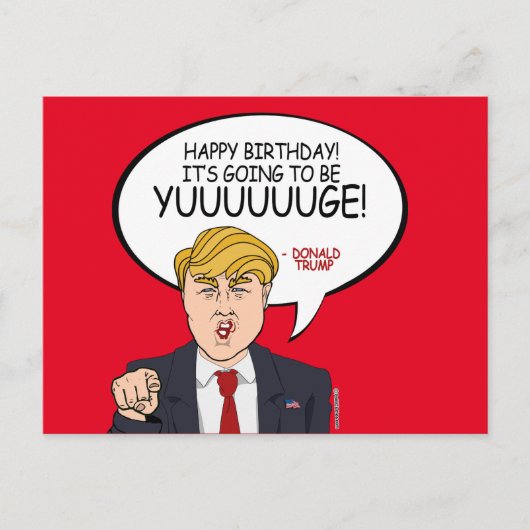 Carte Postale Salutation de Donald Trump - Joyeux anniversaire - (Devant)
