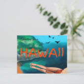 Carte Postale Salutation de Hawii Belle plage vintage (Debout devant)