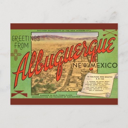 Carte Postale Salutation de la place d'Albuquerque NM (Devant)
