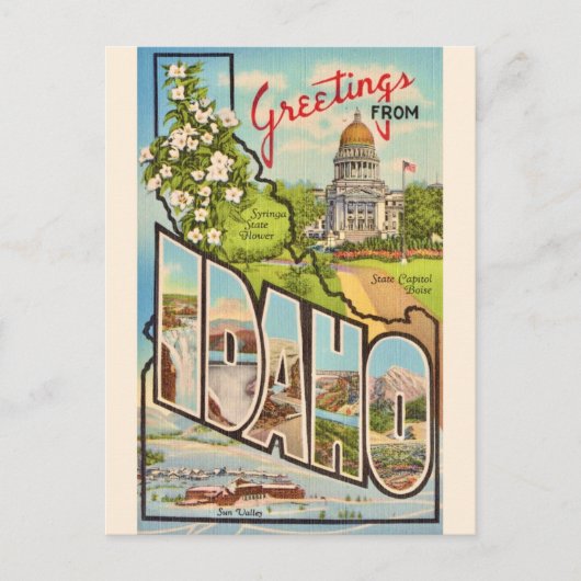 Carte Postale Salutation de l'État de l'Idaho (Devant)