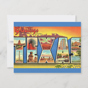 Carte Postale Salutation de l'État du Texas vintage
