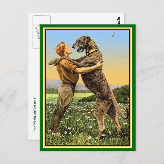 Carte Postale Salutation de l'Irish Wolfhound (Devant / Derrière)
