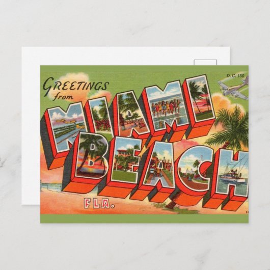 Carte Postale Salutation de Miami Beach (Devant / Derrière)