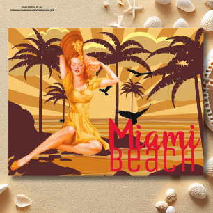 Carte Postale Salutation de Miami Beach magnifique vintage