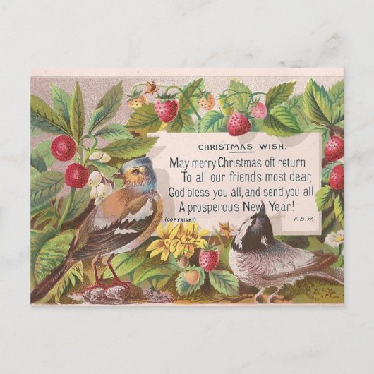 Carte Postale Salutation de Noël Art vintage (Devant)