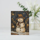 Carte Postale Salutation de Noël avec Snowman (Debout devant)