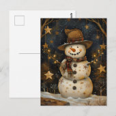 Carte Postale Salutation de Noël avec Snowman (Devant / Derrière)