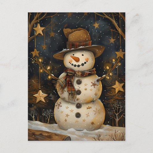 Carte Postale Salutation de Noël avec Snowman (Devant)