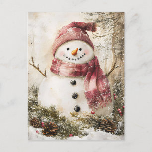 Carte Postale Salutation de Noël avec Snowman