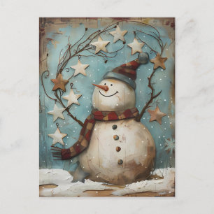Carte Postale Salutation de Noël avec Snowman