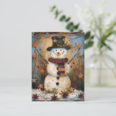 Carte Postale Salutation de Noël avec Snowman (Debout devant)