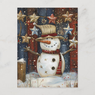 Carte Postale Salutation de Noël avec Snowman
