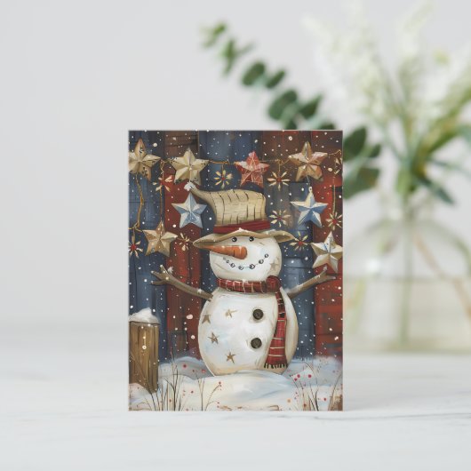 Carte Postale Salutation de Noël avec Snowman (Debout devant)