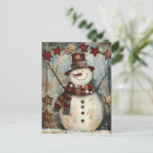 Carte Postale Salutation de Noël avec Snowman (Debout devant)