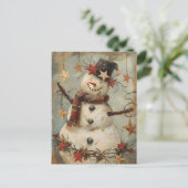 Carte Postale Salutation de Noël avec Snowman (Debout devant)