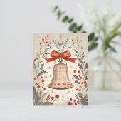 Carte Postale Salutation de Noël Festive Bell (Debout devant)