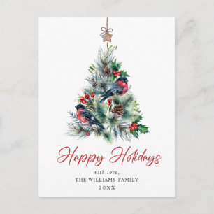 Carte Postale Salutation de Noël minimaliste Élégante Arbre à Pi