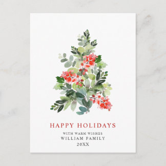Carte Postale Salutation de Noël minimaliste Élégante Arbre à Pi