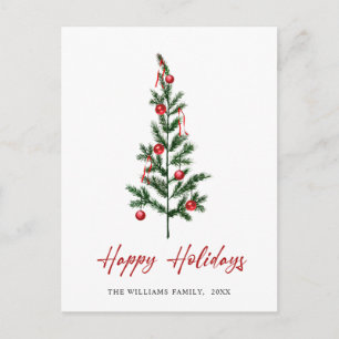 Carte Postale Salutation de Noël minimaliste Élégante Arbre à Pi