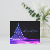 Carte Postale Salutation de Noël rose bleu brillant hiver noir (Debout devant)